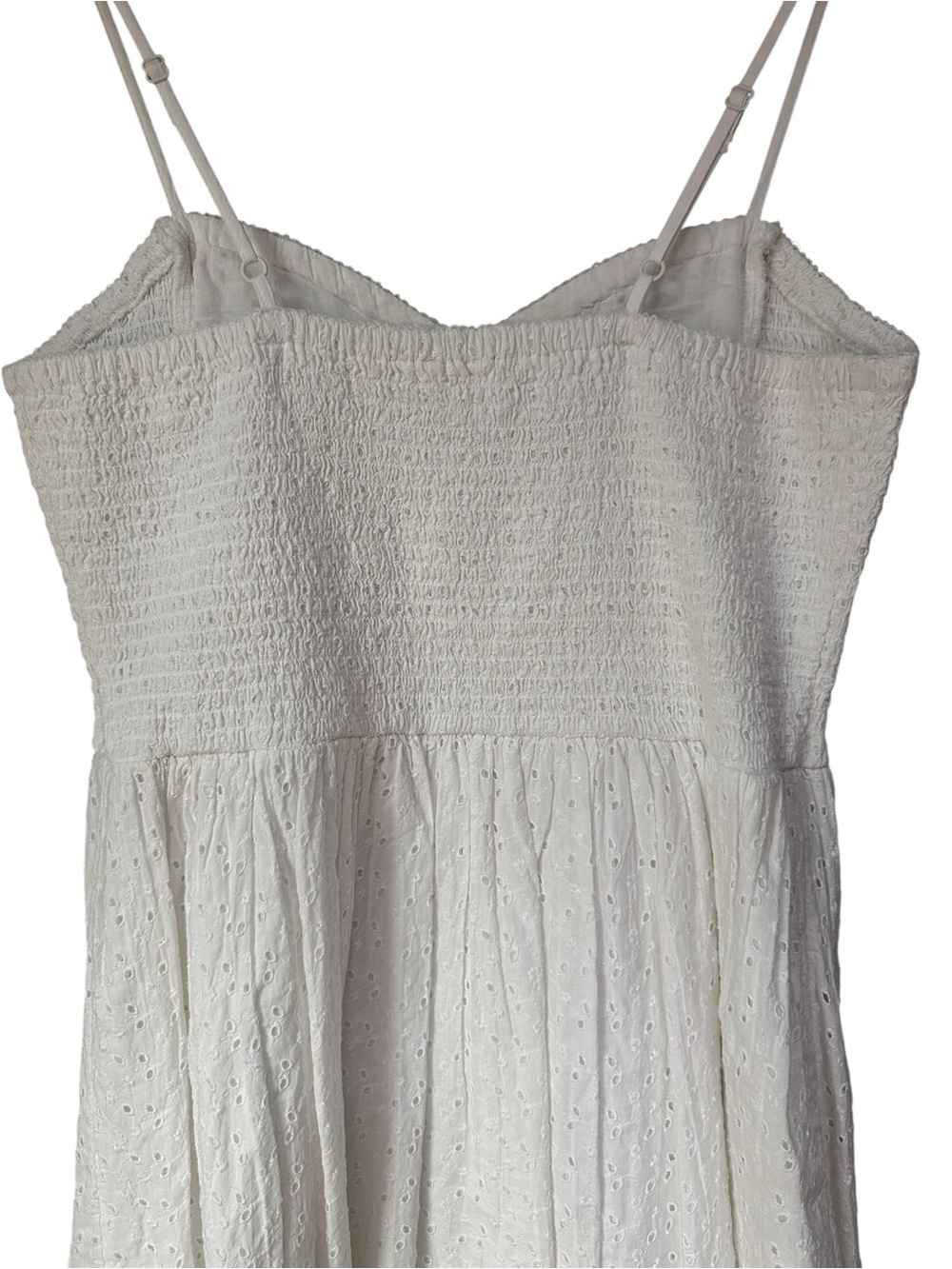 aerie White Cotton Eyelet Mini Dress with Embroidered Detail, Large - Picture 8 of 13